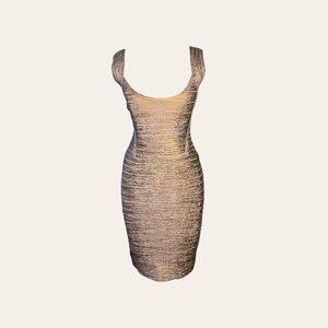 Herve Leger Metallic Dress S Bronze Gold Brooke